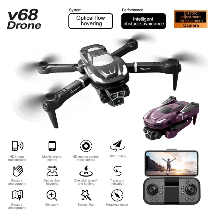 Drone V68 populaire avec plusieurs batteries 2