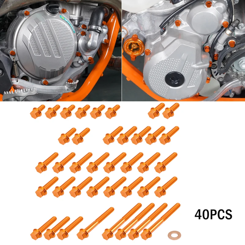 Boulons de couvercle d'embrayage de ville de moteur de pompe à eau, 2017, 2018, 2019, KTM EXC, 300 EXC, 250, XCW, 250, XCW, 300, M5, M6, 40 pièces 1