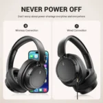 Casque Bluetooth 5.3 sans fil Smile EQ V16, casques de sauna pour conducteur de 40mm, 90 heures de lecture, casque supra-auriculaire 5