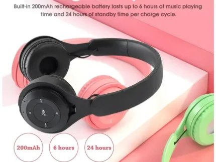 Écouteurs Bluetooth sans fil pour enfants, casques stéréo pliables, casques de jeu, ensembles de sauna, écouteurs supra-auriculaires pour Android et iOS 2