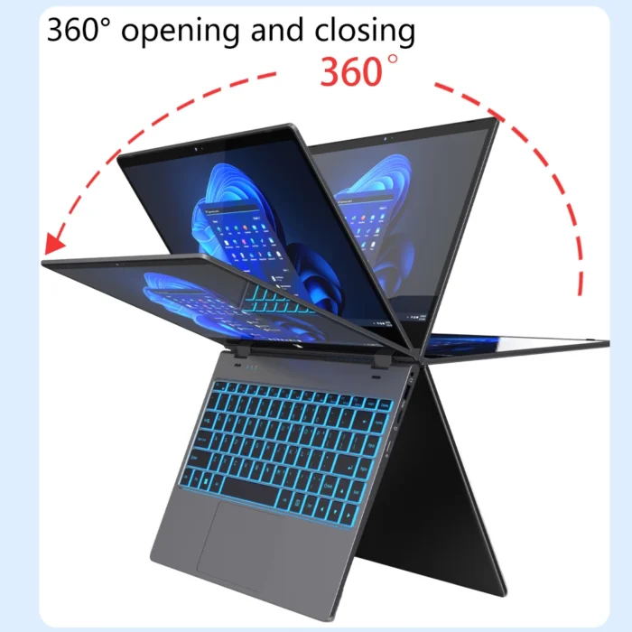 N-ONE Nbook Plus 14.1 pouces Ordinateur Portable Windows 11 Pro Écran Tactile Intel N100 16 Go DDR4/512 Go M.2 SSD 1920*1080p 360 ° Ordinateur Pliant 3