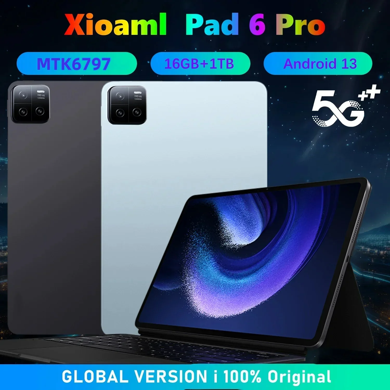 Tablette PC Pad 6 Pro, Version Globale, Android 13, 16 Go + 1 To, MTK6797, 2024 mAh, 5G, Touriste, EpiCard, WIFI, HD, 4K, Mi Tab, 12000 1