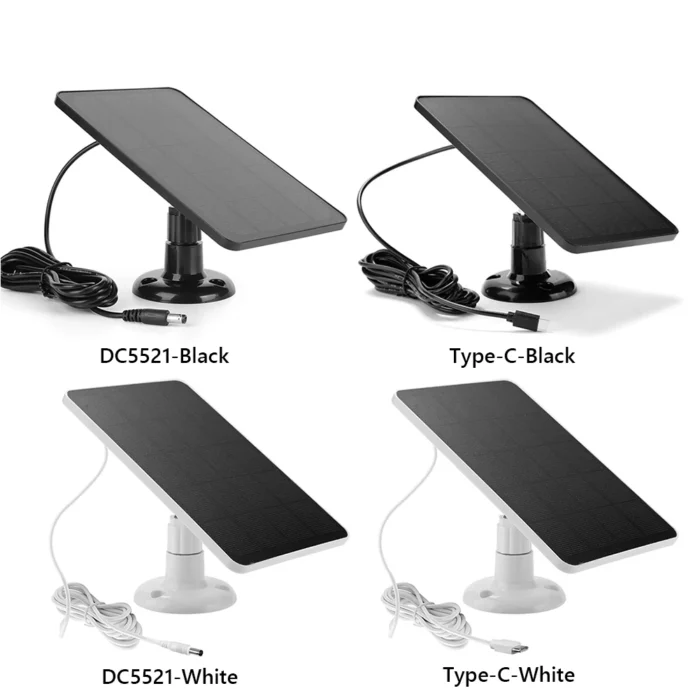 Chargeur de caméra de sécurité IP pour sonnette intelligente, panneau solaire 10W, 5V, support rapide réglable à 360 degrés, monocBN, support mural 4