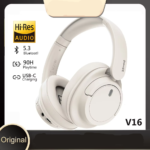 Casque Bluetooth 5.3 sans fil Smile EQ V16, casques de sauna pour conducteur de 40mm, 90 heures de lecture, casque supra-auriculaire