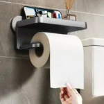 Étagère murale sans poinçon pour stockage de mouchoirs, support de rouleau de papier T1, boîte de salle principale, étagère multifonctionnelle, placement de téléphone, toilettes 4