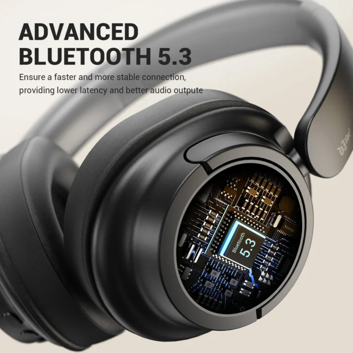 Casque Bluetooth 5.3 sans fil Smile EQ V16, casques de sauna pour conducteur de 40mm, 90 heures de lecture, casque supra-auriculaire 3